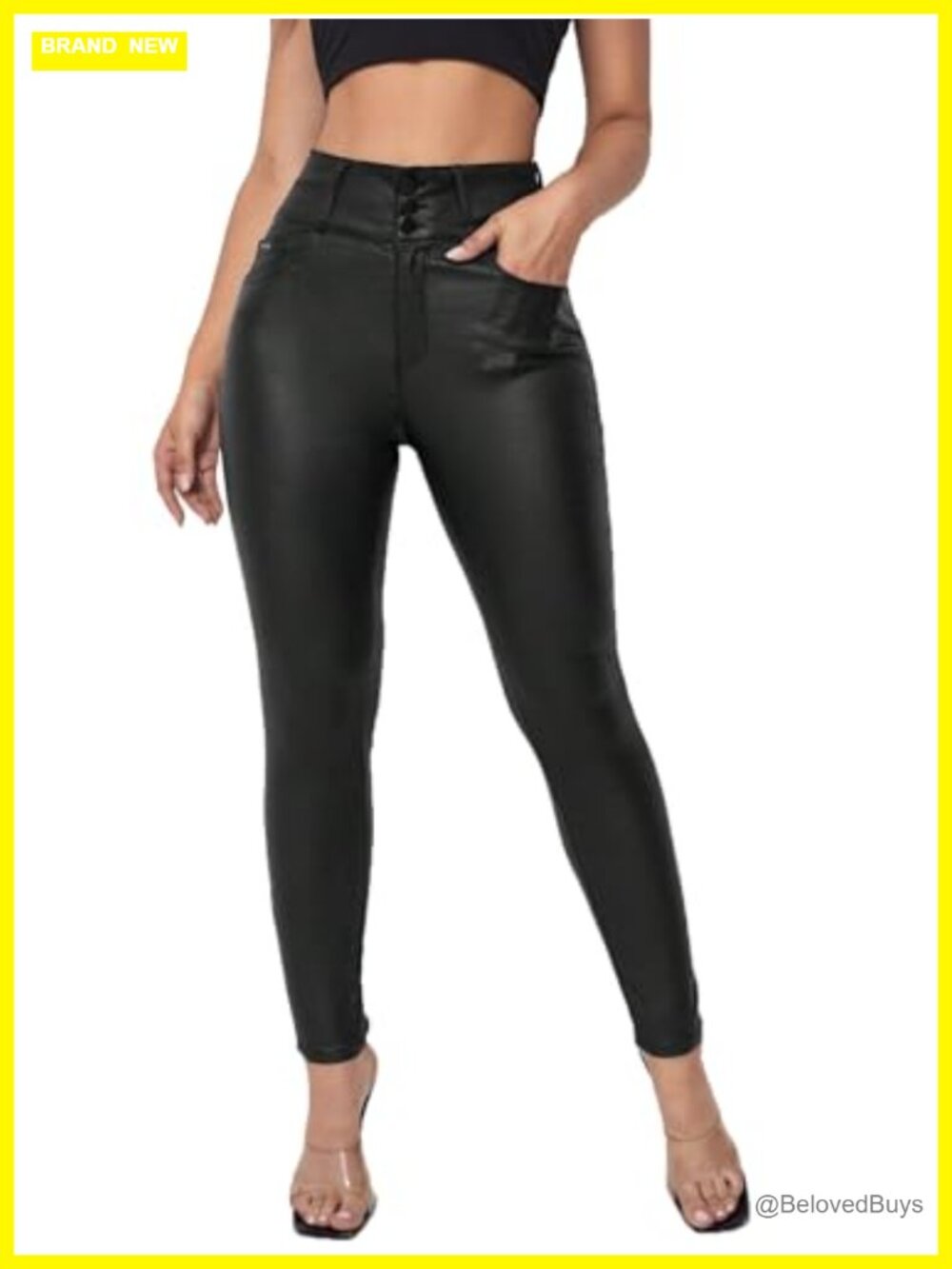 Faux Leather High Waisted Skinny Leggings Pants for Women
